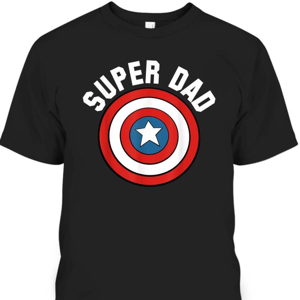 Fathers Day Tshirt Super Dad Captain America Shield Marvel Fans Gift